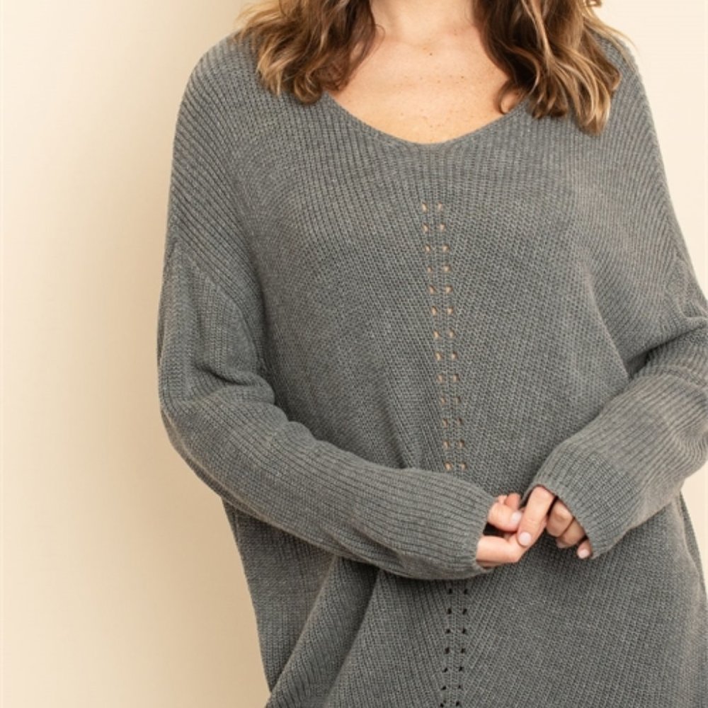 Grey tunic sweater top - Picture 2 of 9